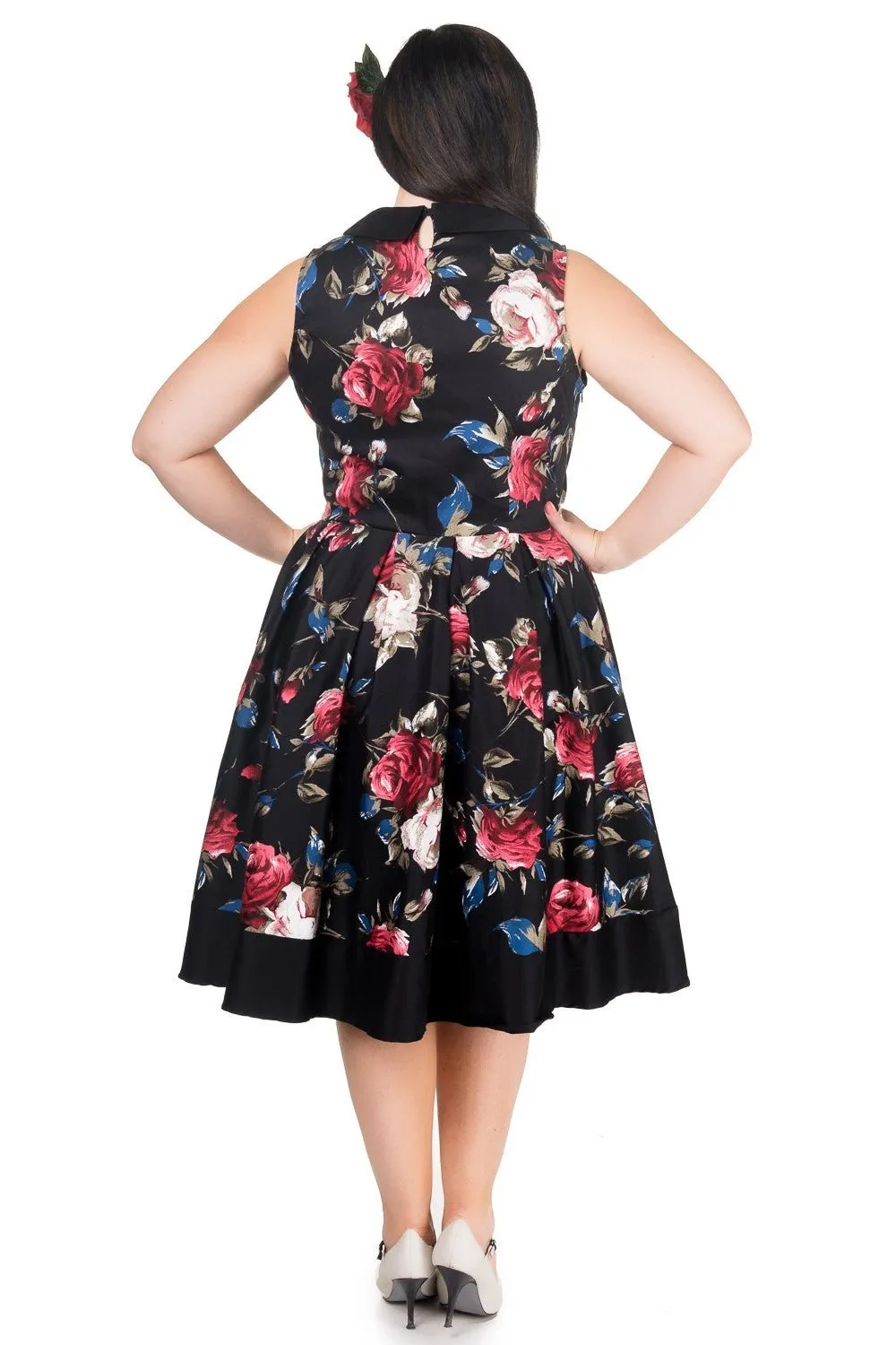 Hazel vintage Inspired Swing Dress in Black Floral