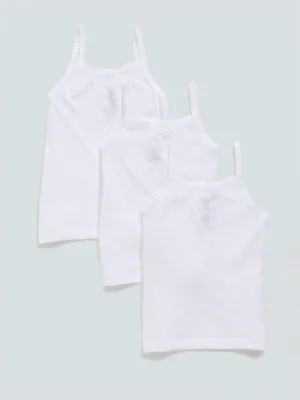 HOP Solid White Camisoles - Pack of 3