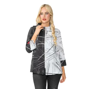 IC Collection "Pick up Stix" Black & White Zip Front Jacket - 7034J