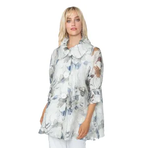 IC Collection Sheer Floral Swing Jacket in BLUE - 5622J-BLU