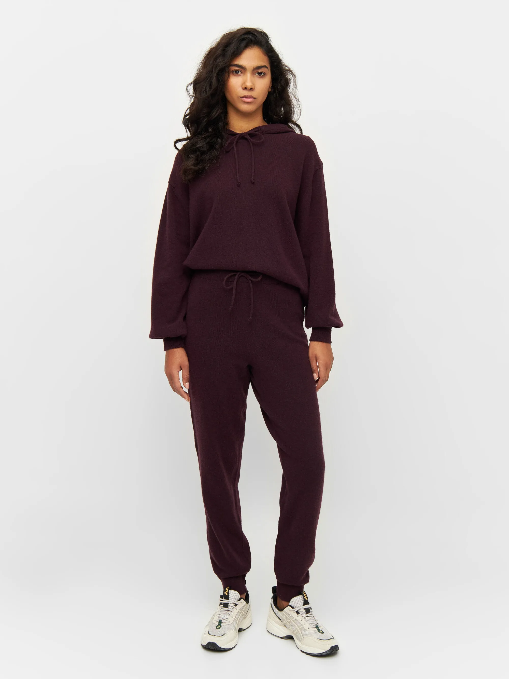 JADE hybrid knitted jog pants - Chocolate Plum