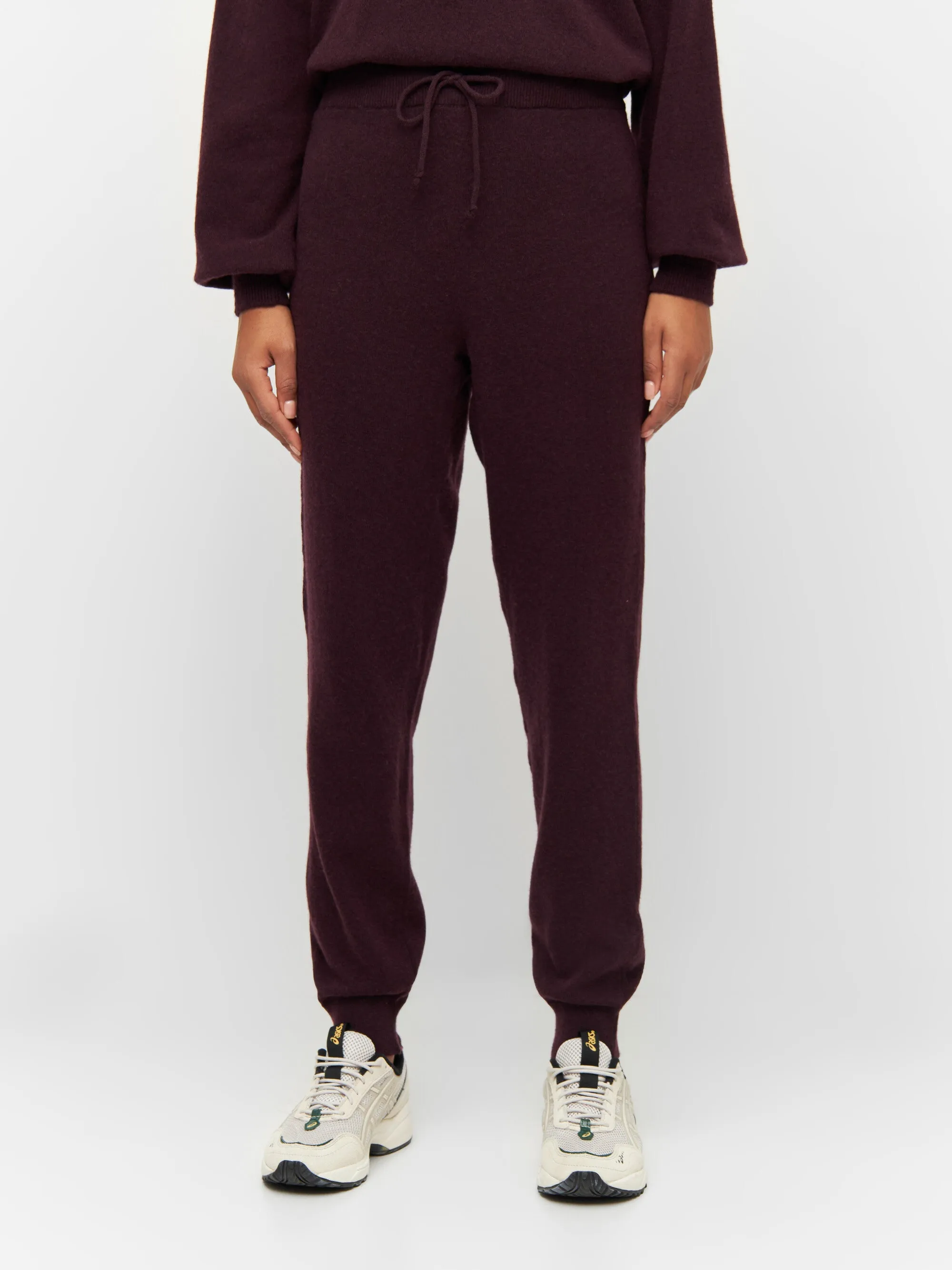 JADE hybrid knitted jog pants - Chocolate Plum