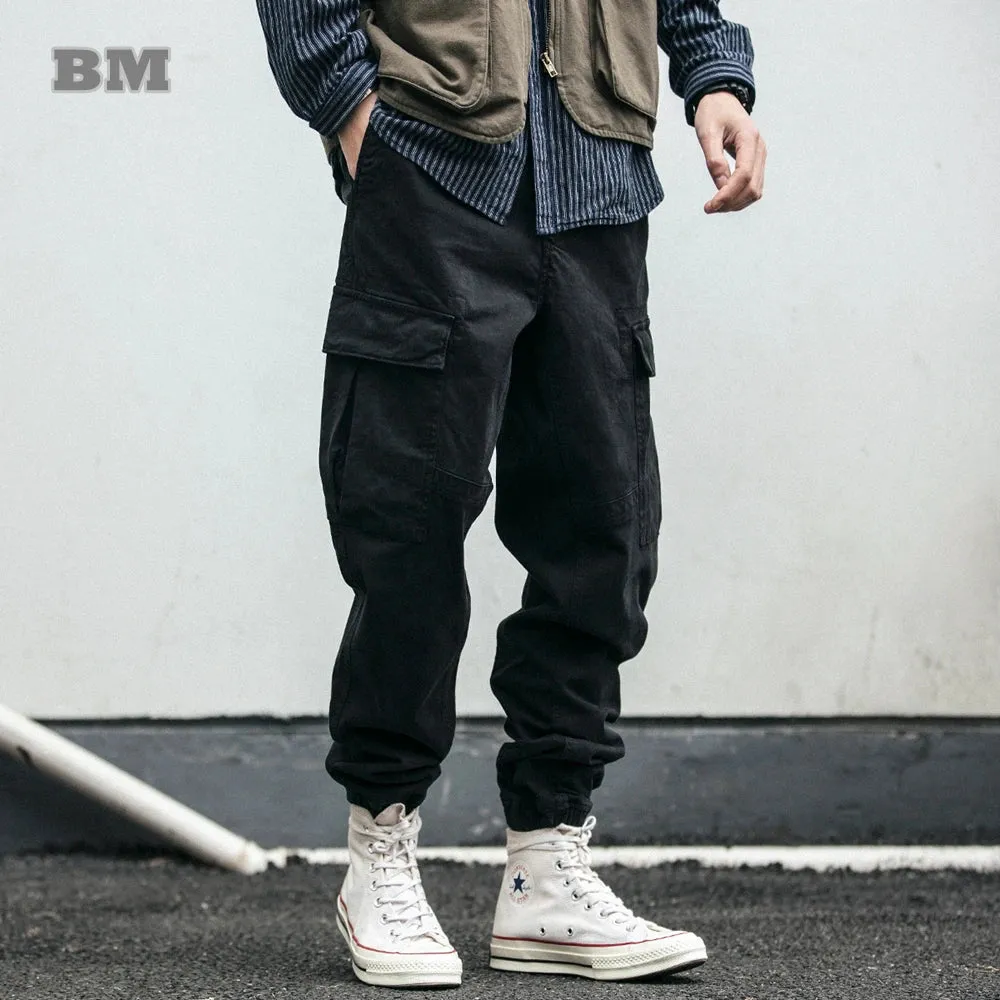 Japanese Streetwear High Quality Cargo Pants Retro Tactical Joggers Casual Black Army Trousers