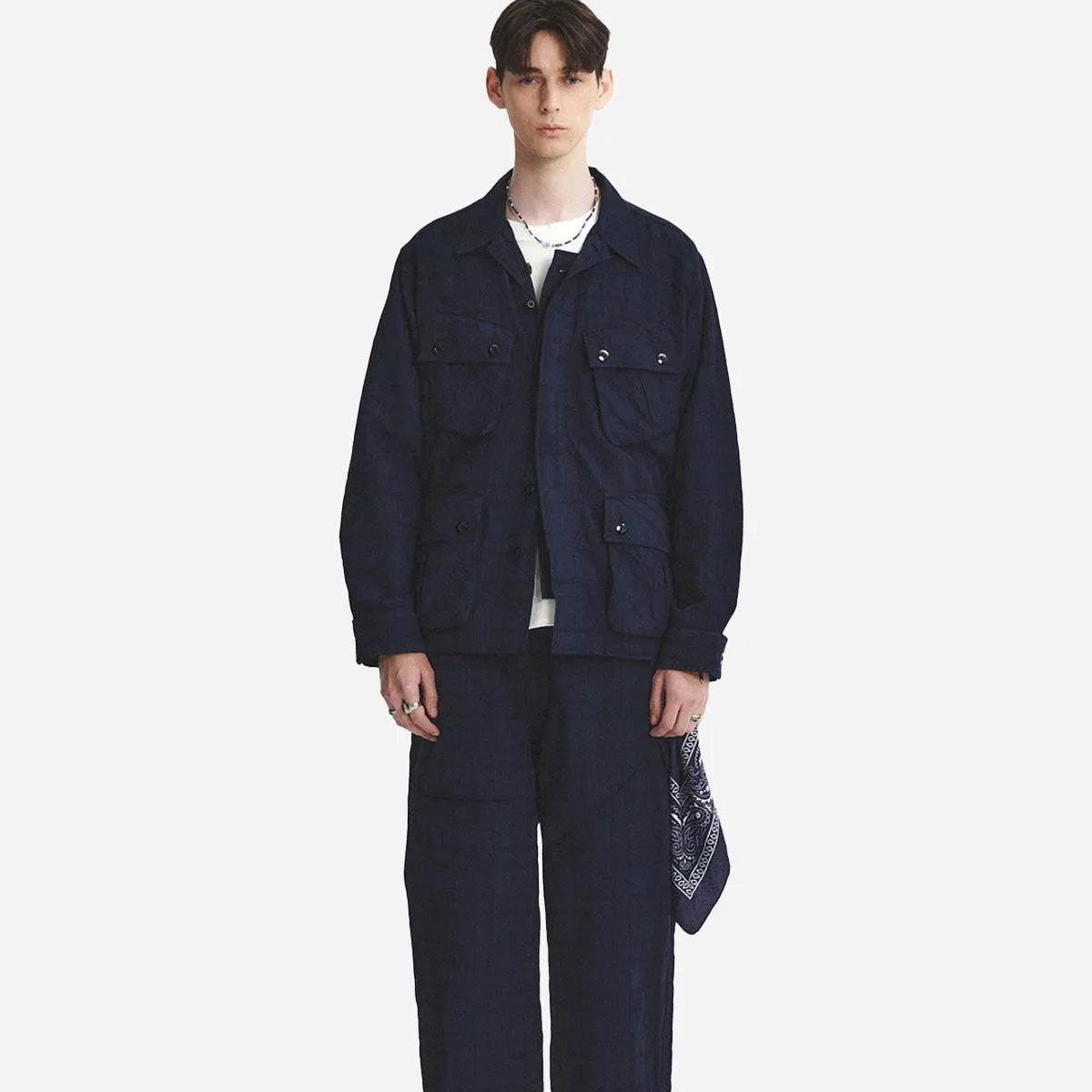 JUNGLE FATIGUE LINEN JACKET - NAVY CHECK