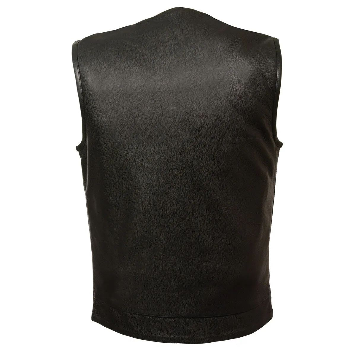 Just Leather JSM3511 Men's Black Collarless Dual Snap and Zipper Front Club Vest