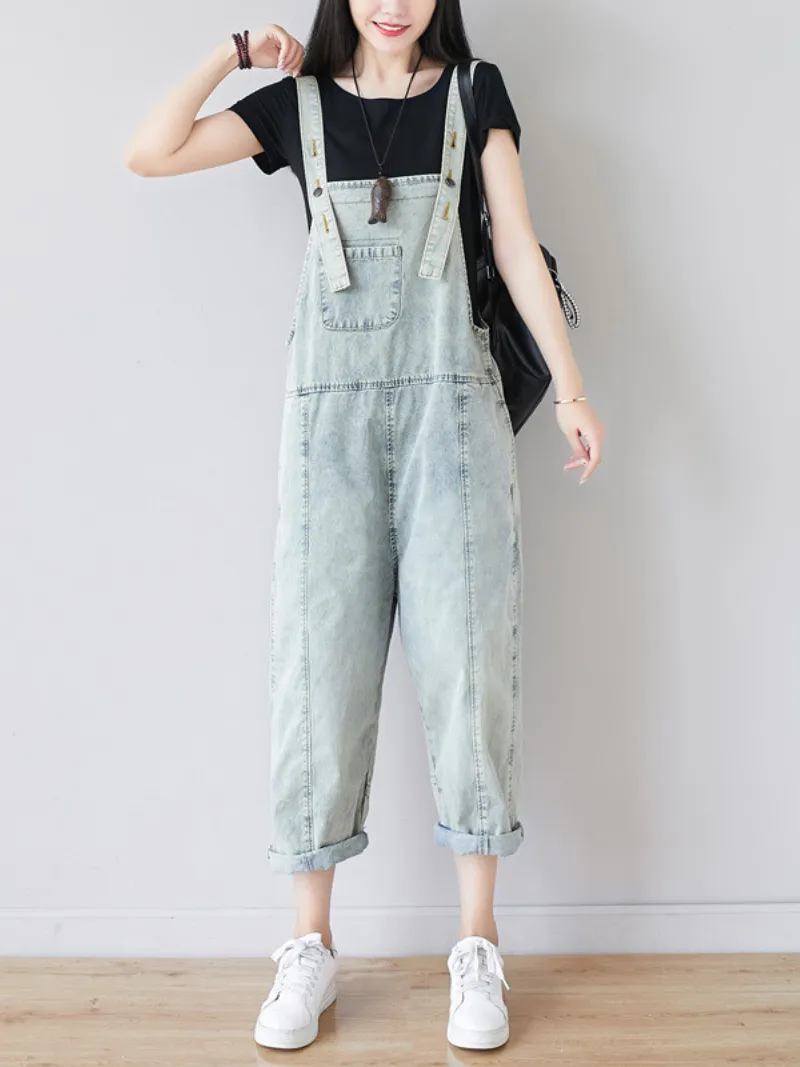 Just My Size Denim Cropped Overall Dungarees