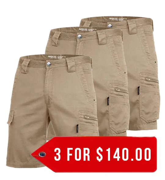 King Gee Tradies Summer Lightweight Cargo Work Shorts (K17340-1)-3 Pack