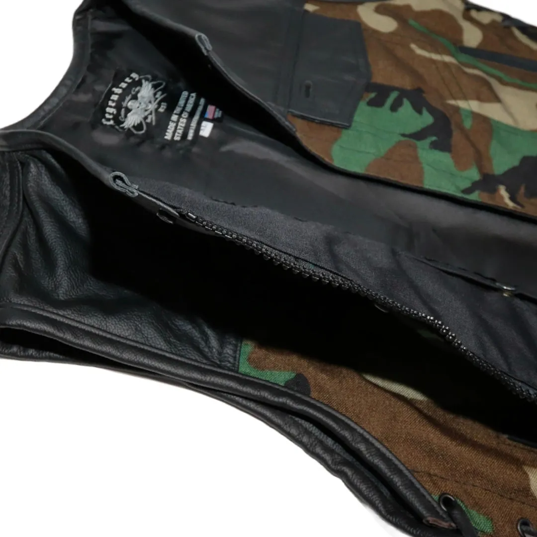 Legendary 'Camo Club' Cordura & Leather Motorcycle Vest