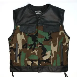 Legendary 'Camo Club' Cordura & Leather Motorcycle Vest