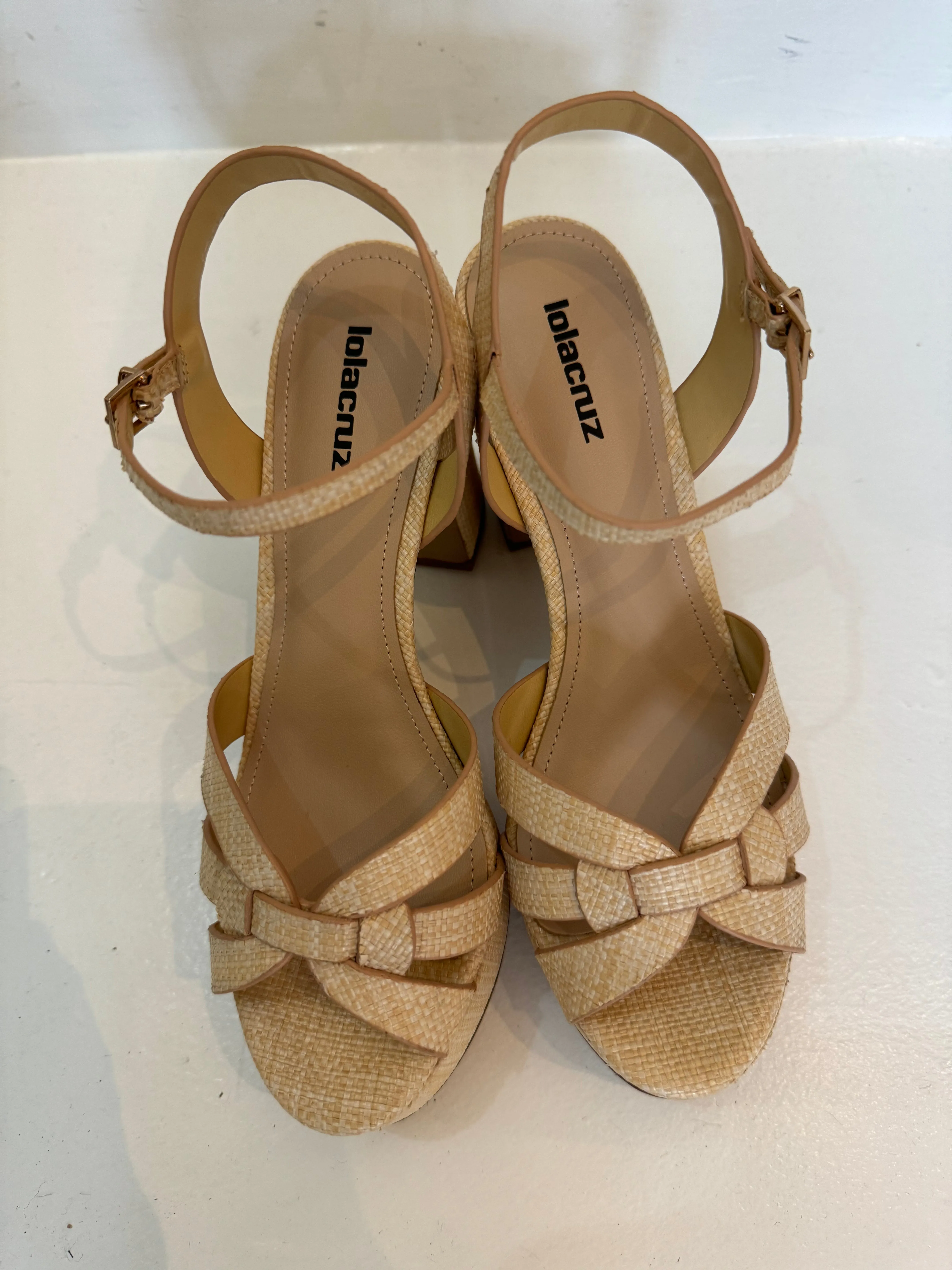 Lola Cruz Natural Raffia Platform Sandal