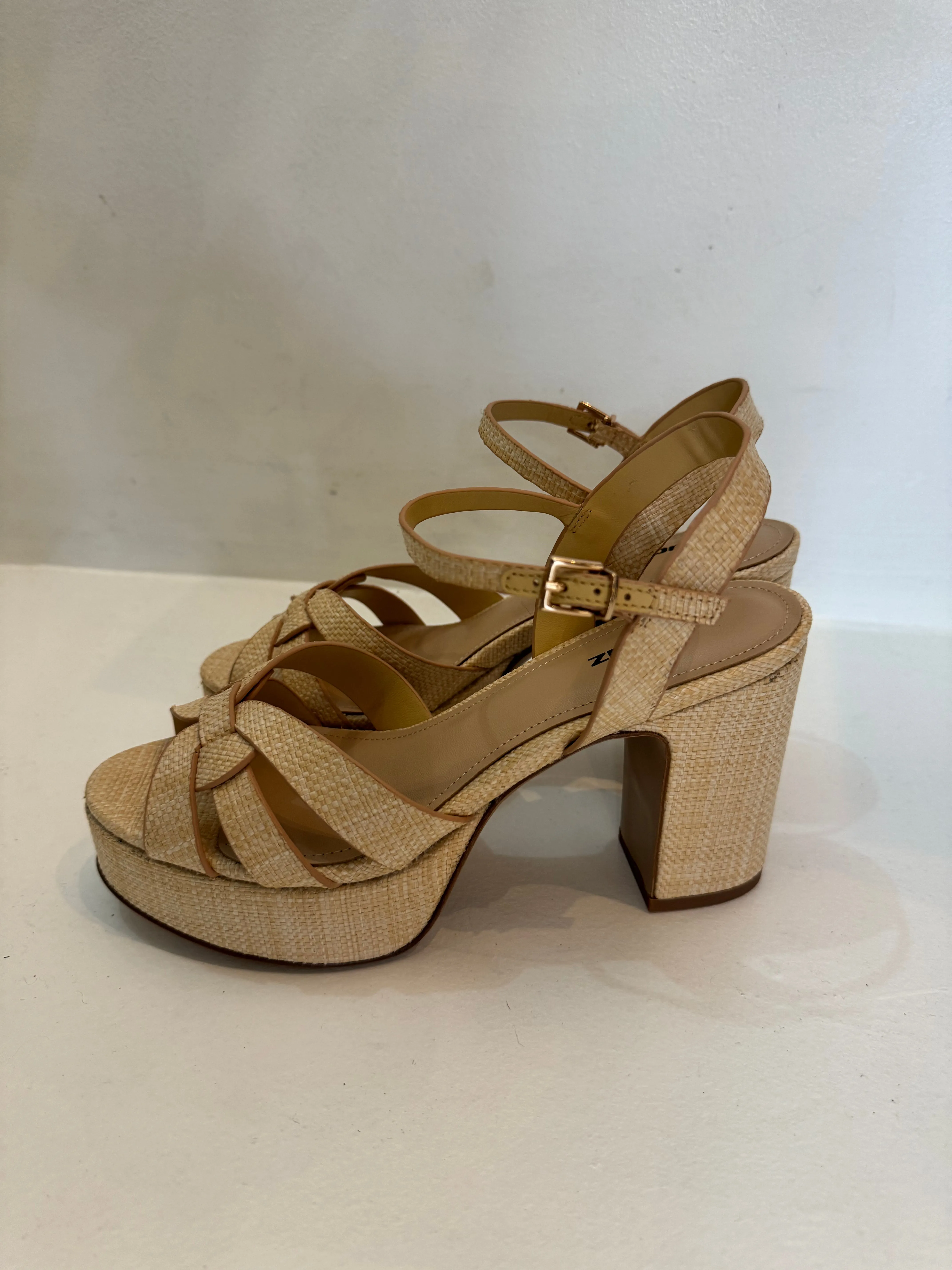 Lola Cruz Natural Raffia Platform Sandal