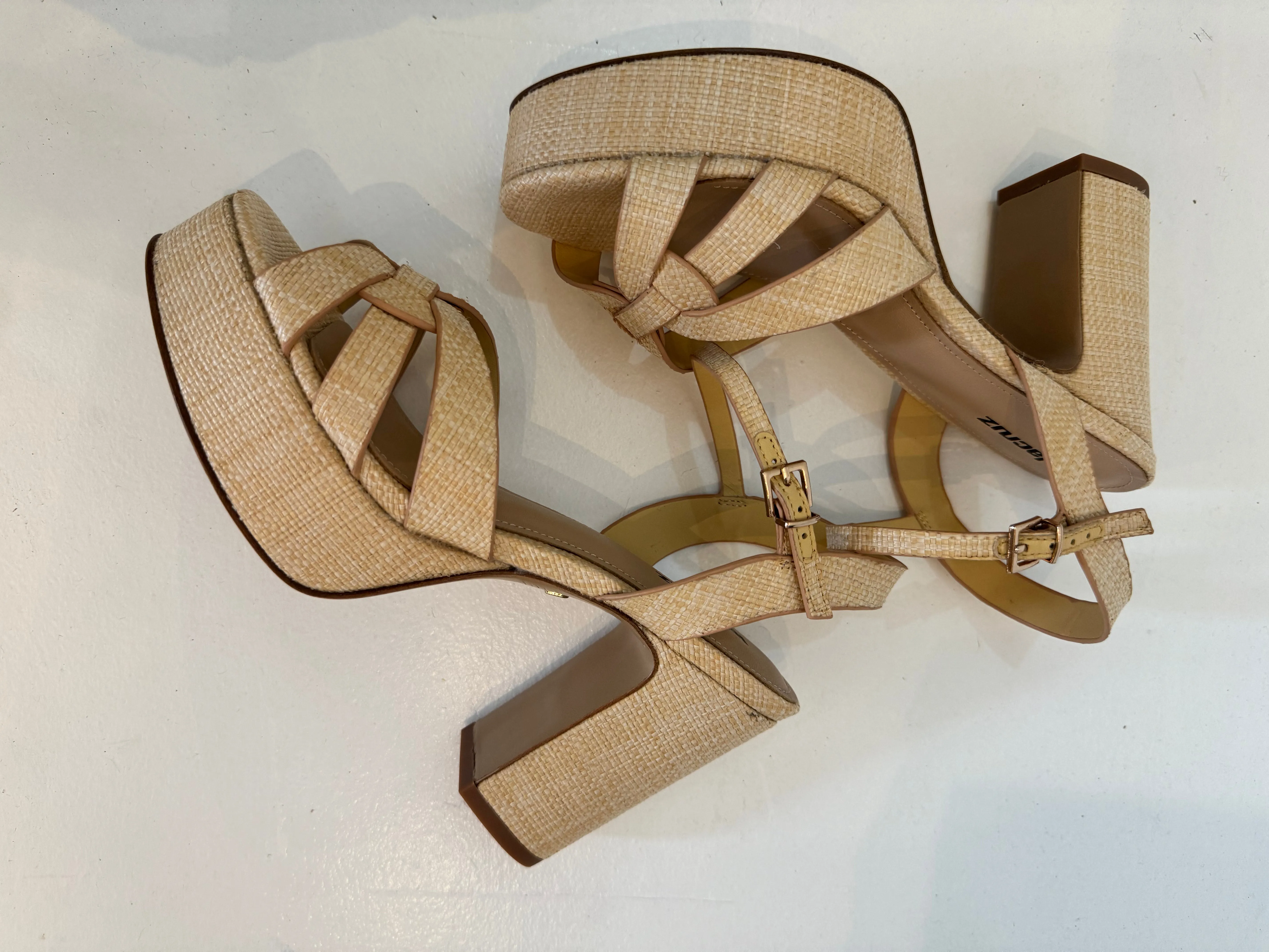 Lola Cruz Natural Raffia Platform Sandal