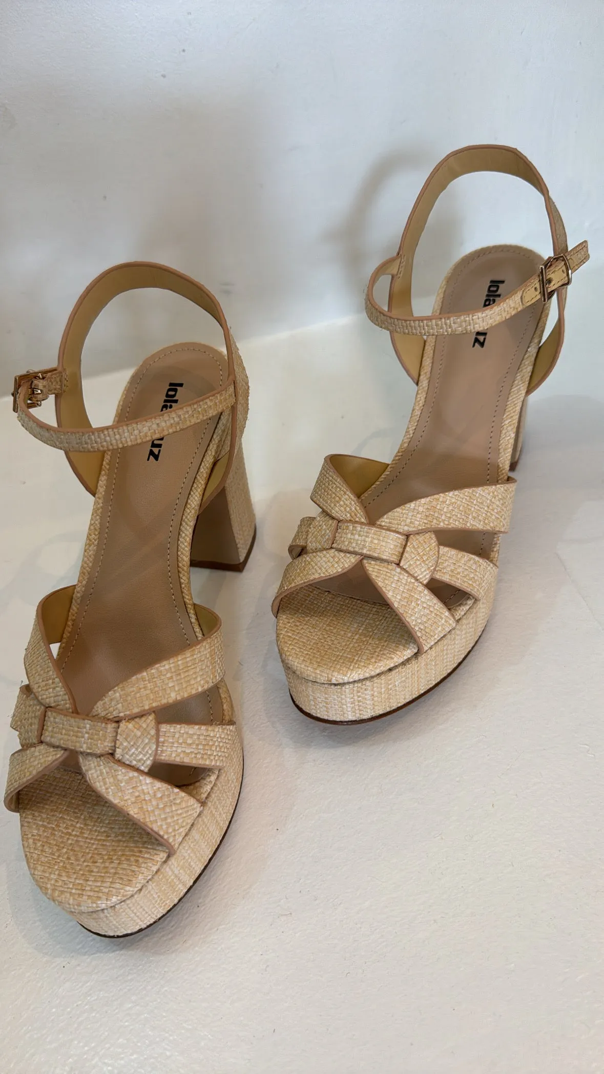 Lola Cruz Natural Raffia Platform Sandal