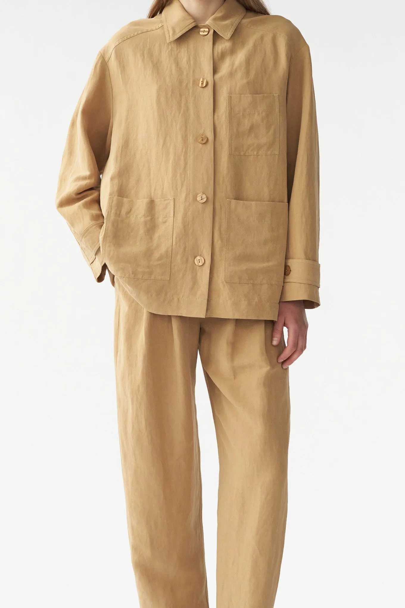 MARA JACKET - DESERT SAND - SILK/LINEN