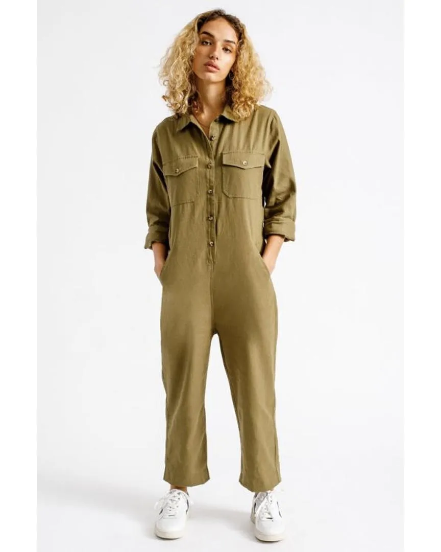 Melbourne Crop Overall Overalls - Washed Olive