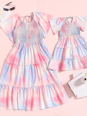 Mommy and Me Cotton Candy Boho Smocked Dress