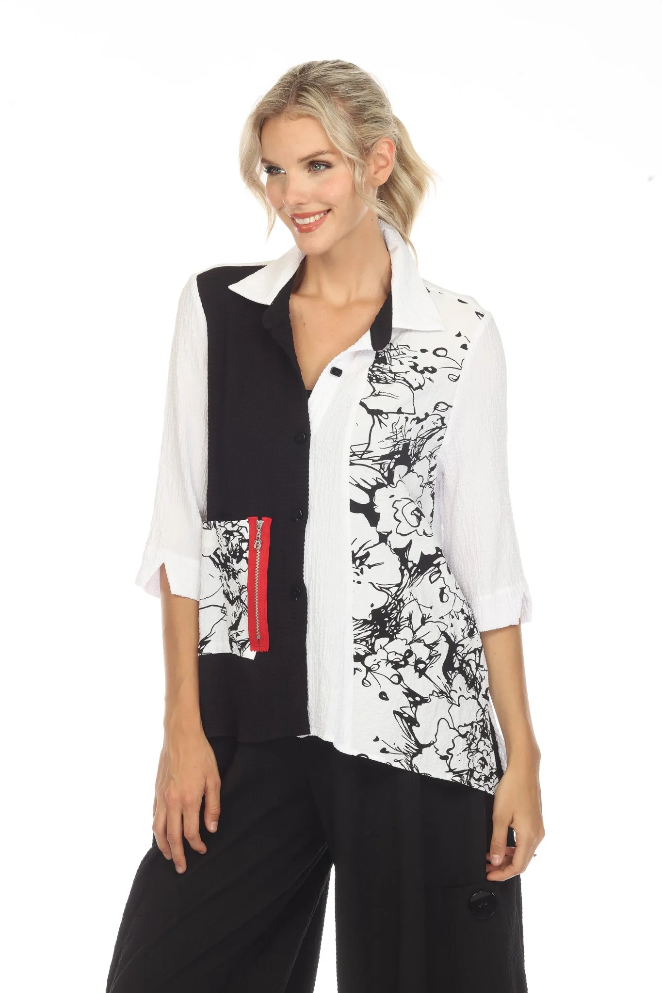 Moonlight Striking Colorblock & Floral Sketch-Print Shirt - 3720