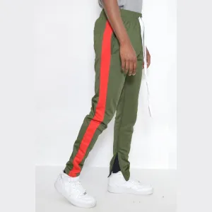 Olive & Red Slim Fit Track Pants