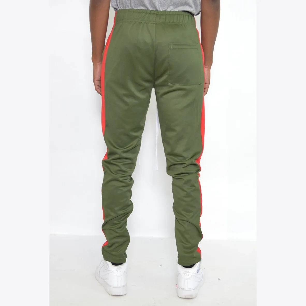 Olive & Red Slim Fit Track Pants