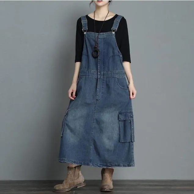 On Time Denim Overall Dress