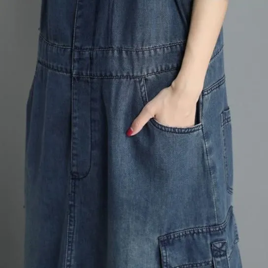 On Time Denim Overall Dress