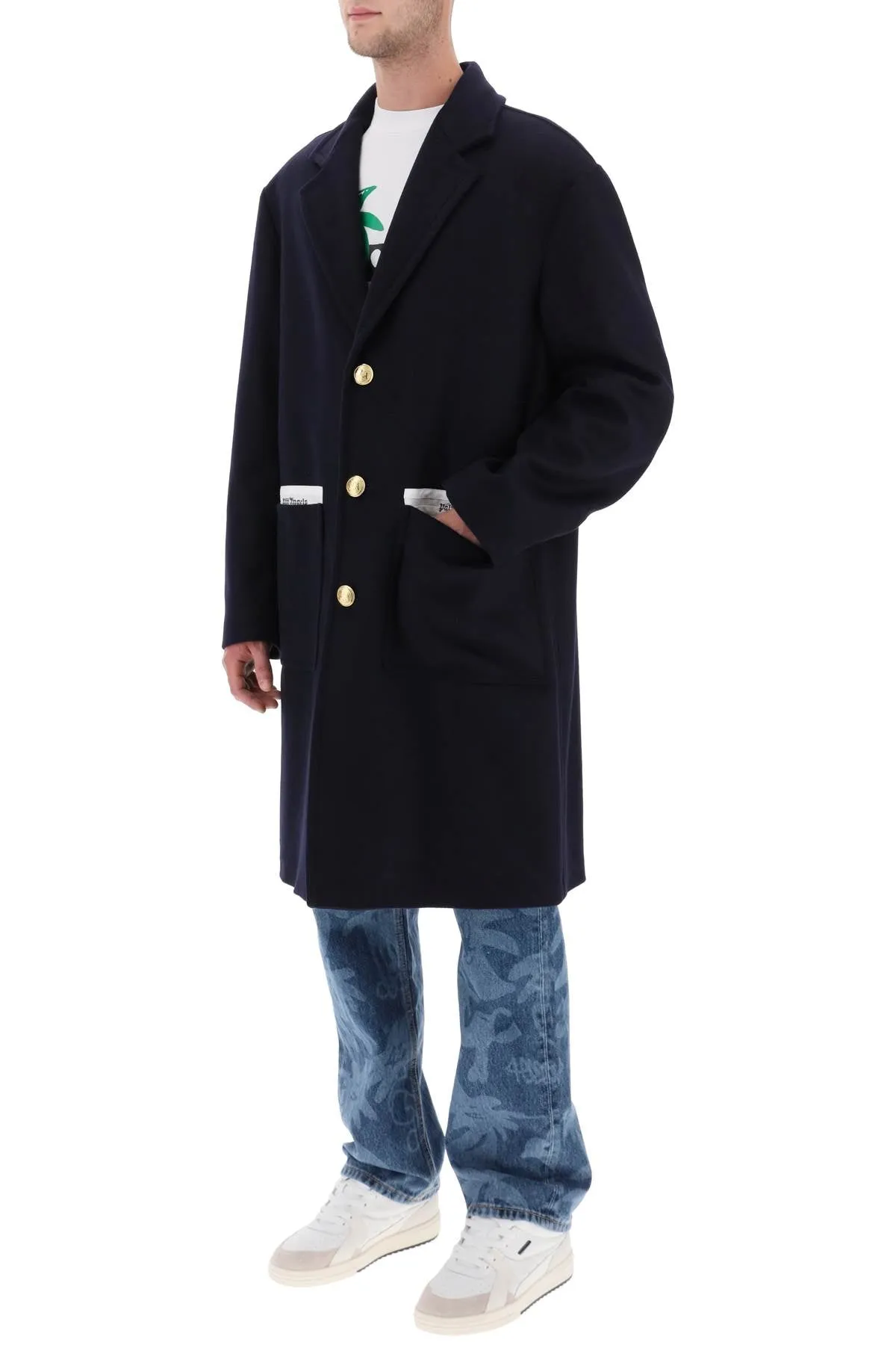 Palm angels sartorial tape wool cashmere coat