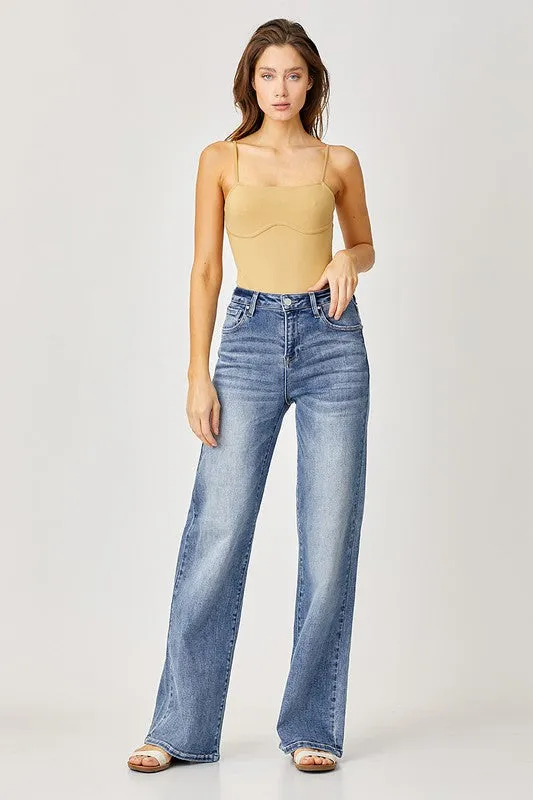 Pants- Risen MidRise Wide Leg Jeans