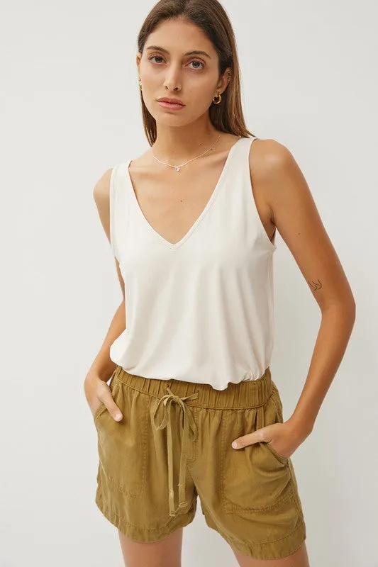 PANTS- SHORTS- MOSS COLORED CLASSIC DRAWSTRING SHORTS