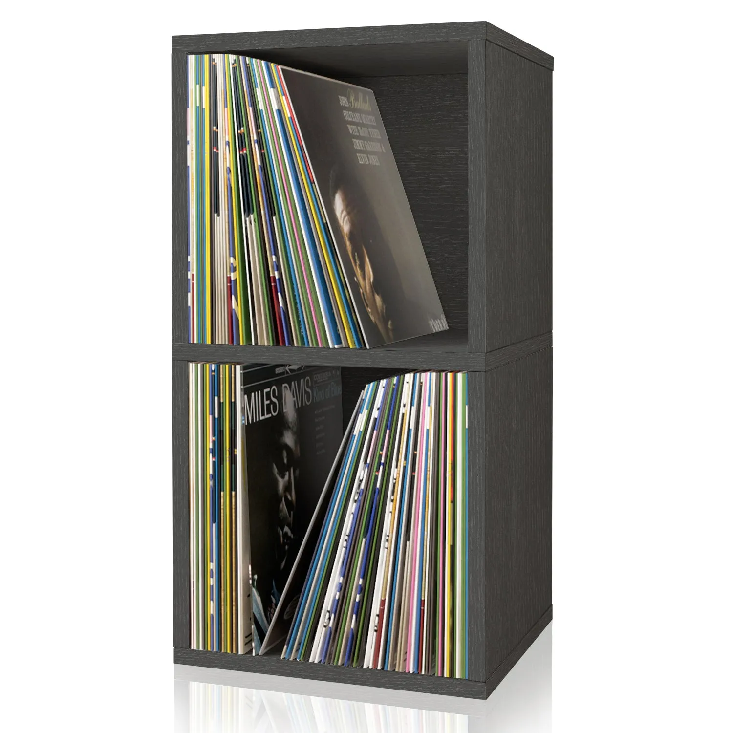 Presley Double Cube Vinyl Record Storage, Charcoal Black (pre-order ships 6/30/25)