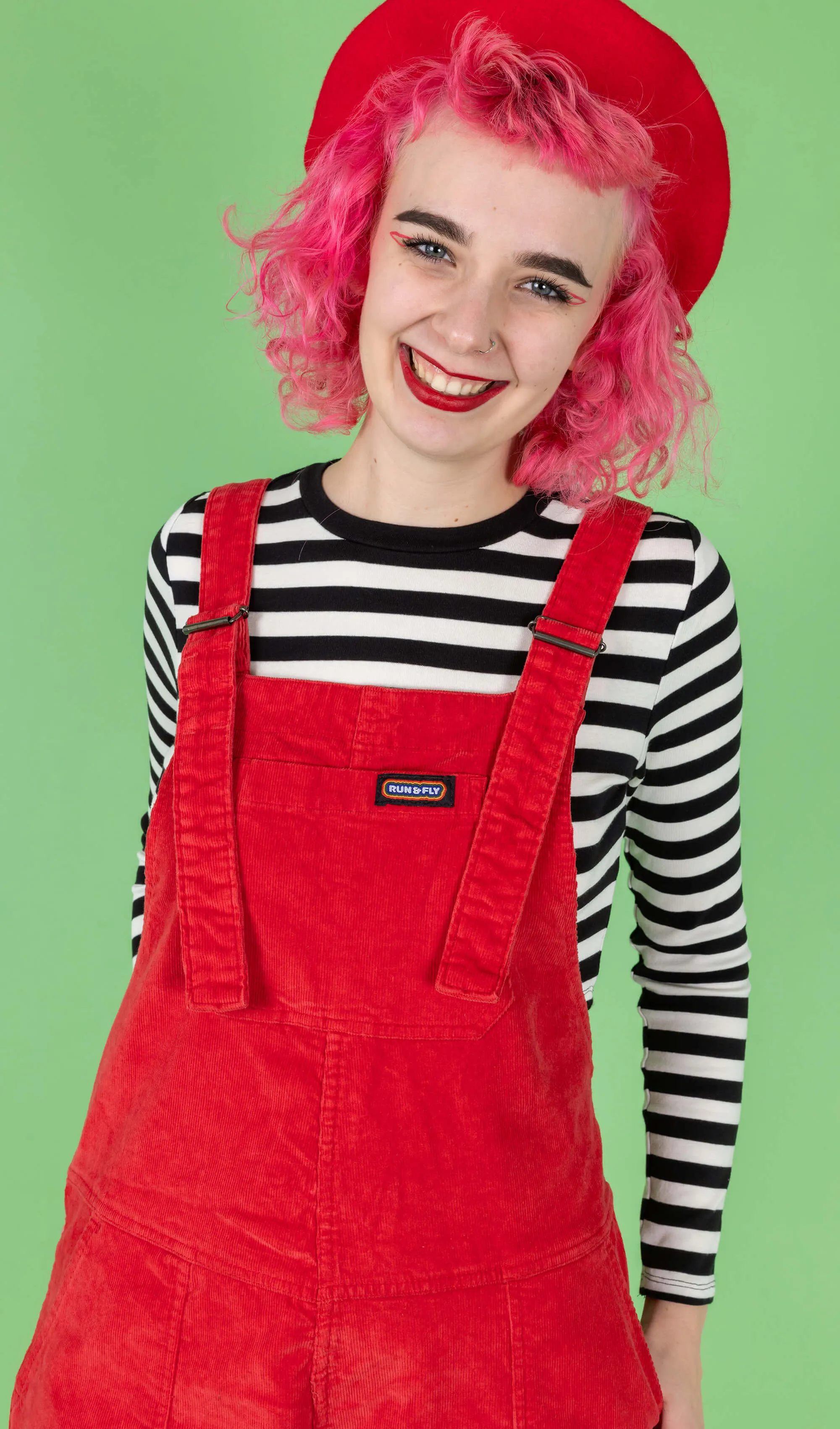 Red Stretch 'Lovecore' Dungarees