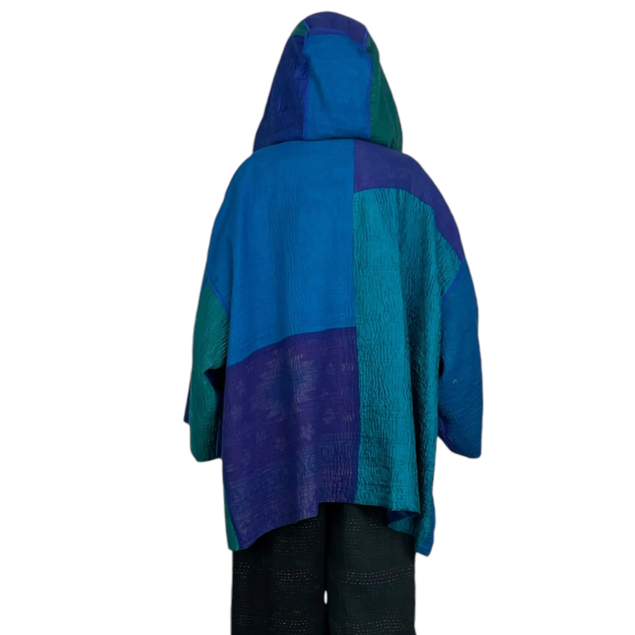 SERPENT SHIBORI TIE DYE HOODIE PONCHO