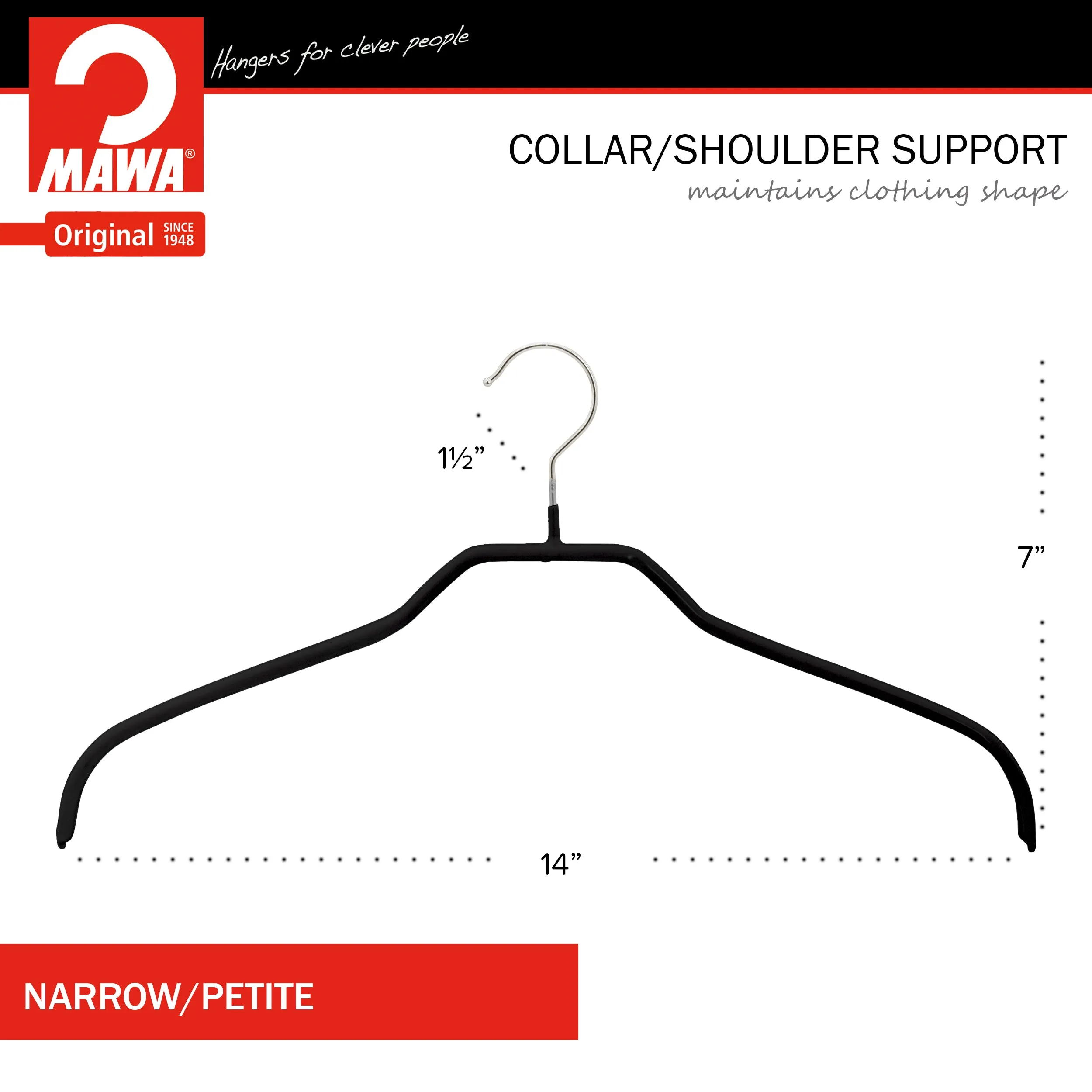 Silhouette Shirt Hanger, Narrow Version, 36-F, Black