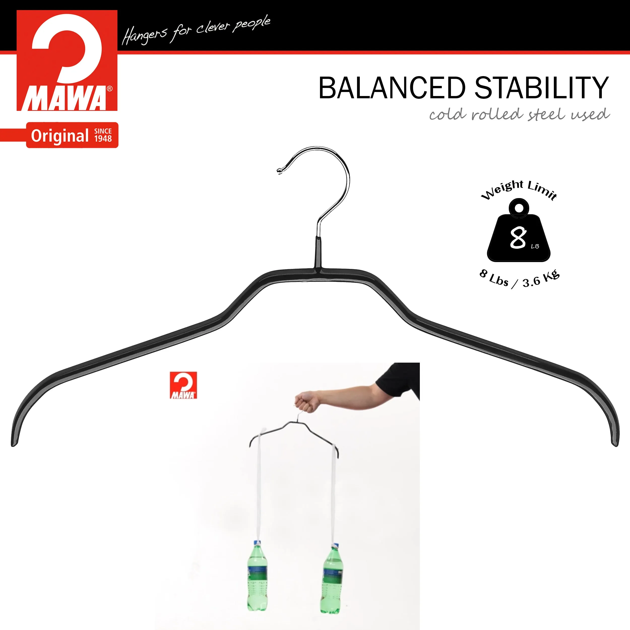 Silhouette Shirt Hanger, Narrow Version, 36-F, Black