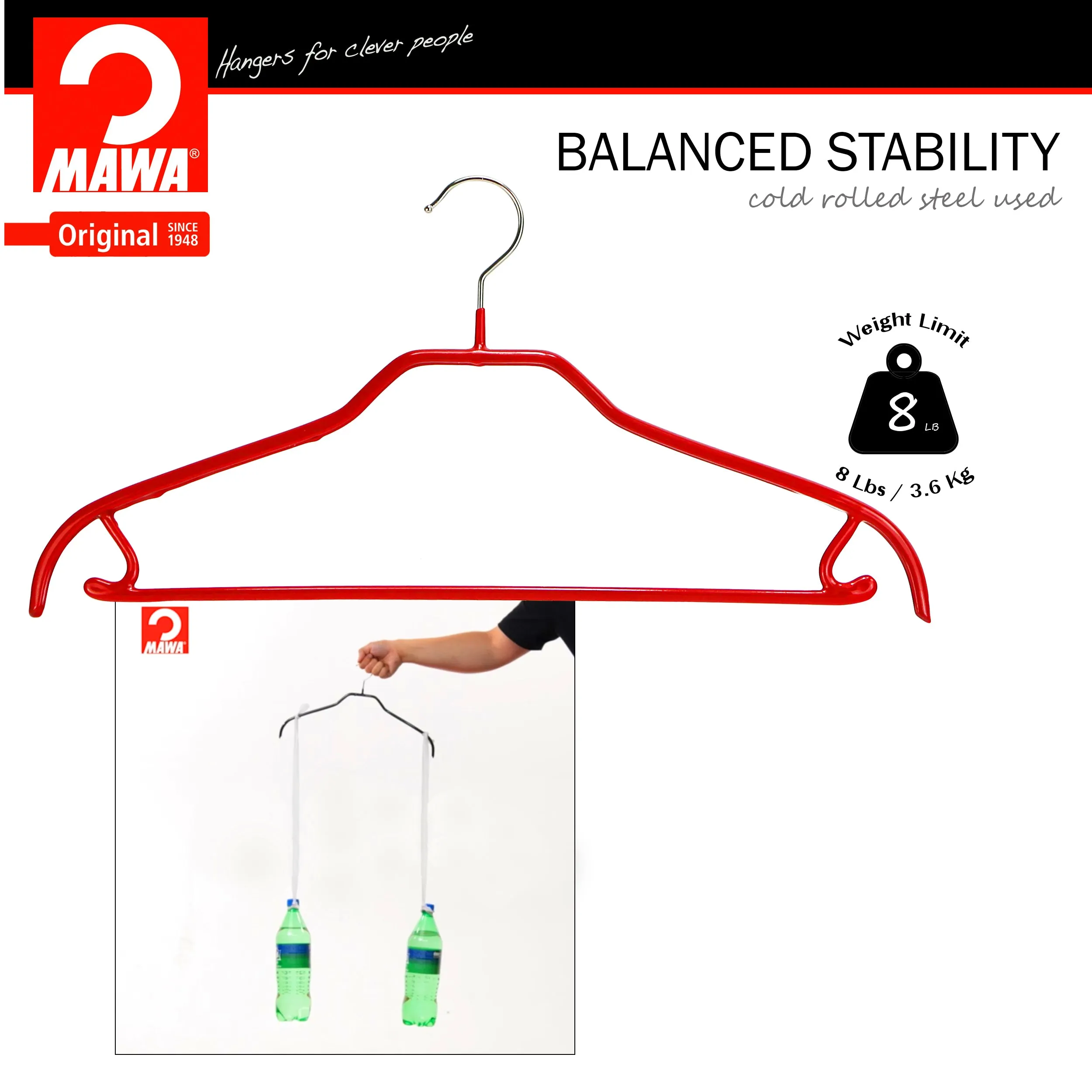 Silhouette Shirt Hanger with Bar & Hook, 41-FRS, New Red