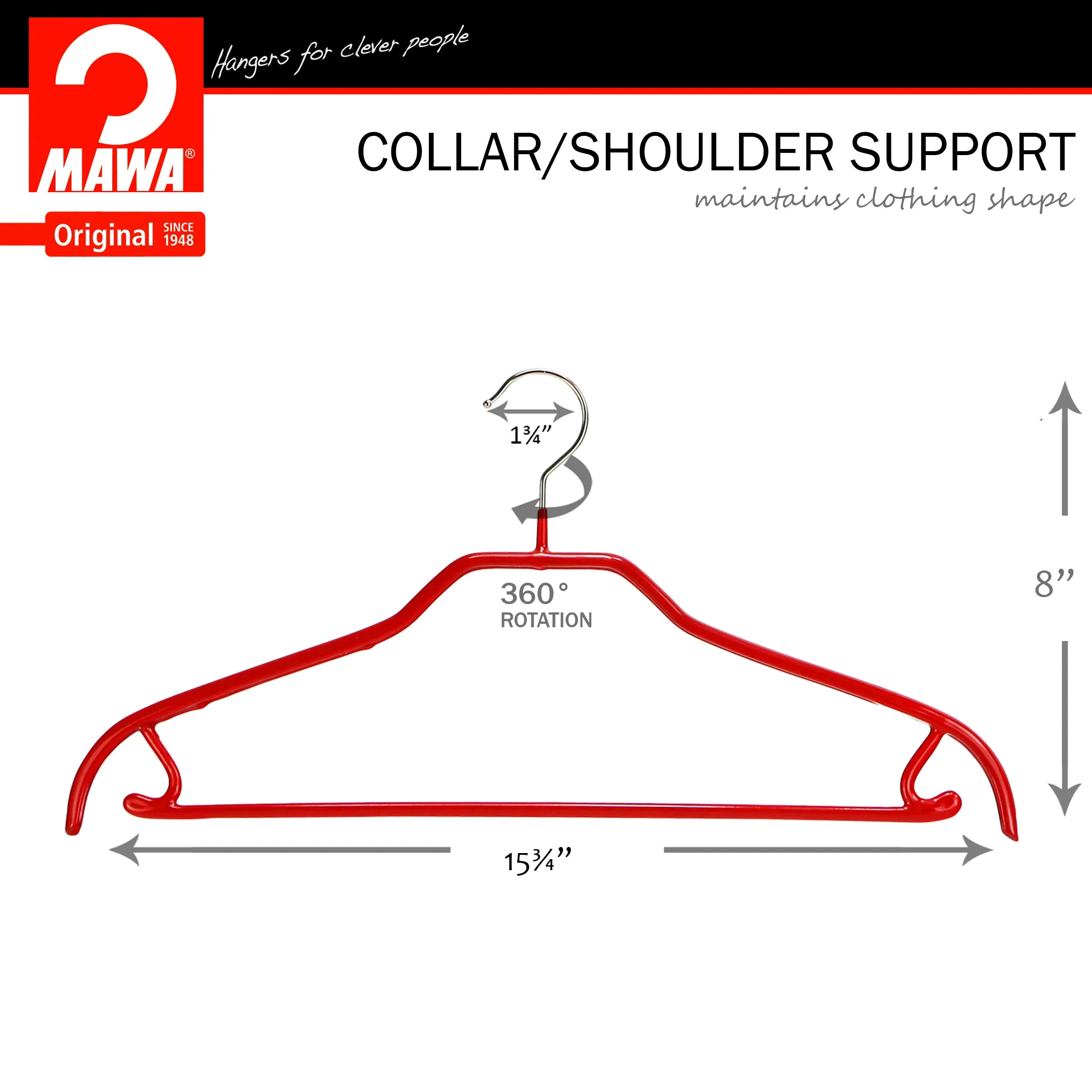 Silhouette Shirt Hanger with Bar & Hook, 41-FRS, New Red