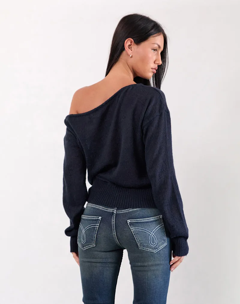 Suena Asymmetric Jumper in Navy