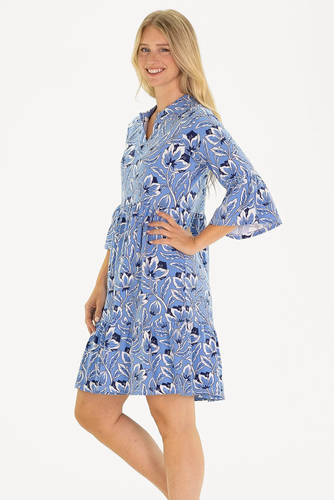 The Eveline Dress in Blue Blossom