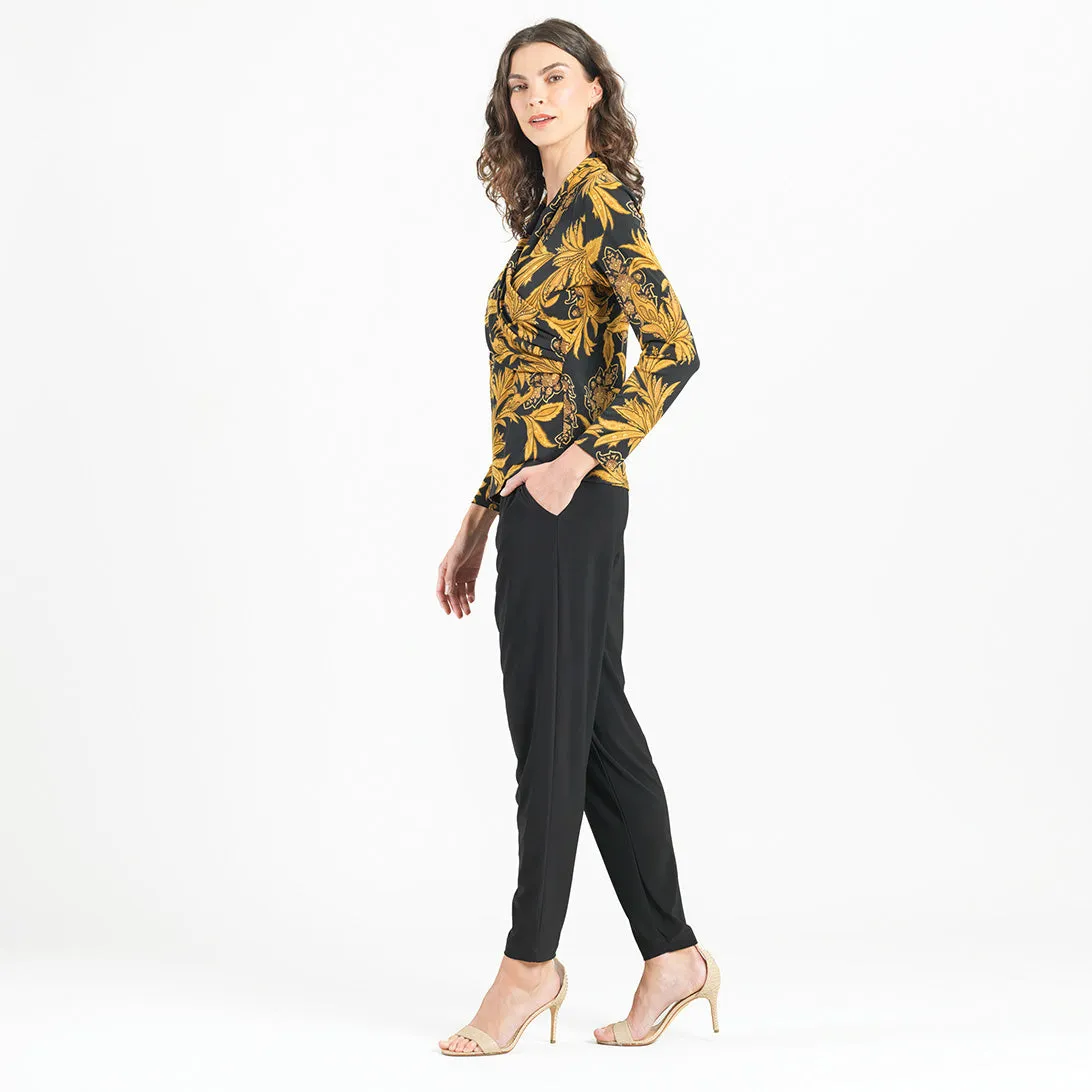 V-Neck Draped Pleat Top - Baroque Paisley