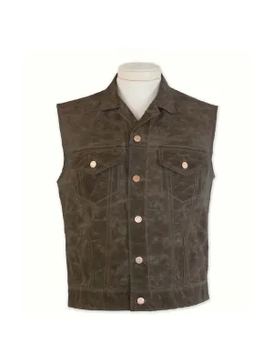 Waxed Canvas Moto Vest: Tumbleweed