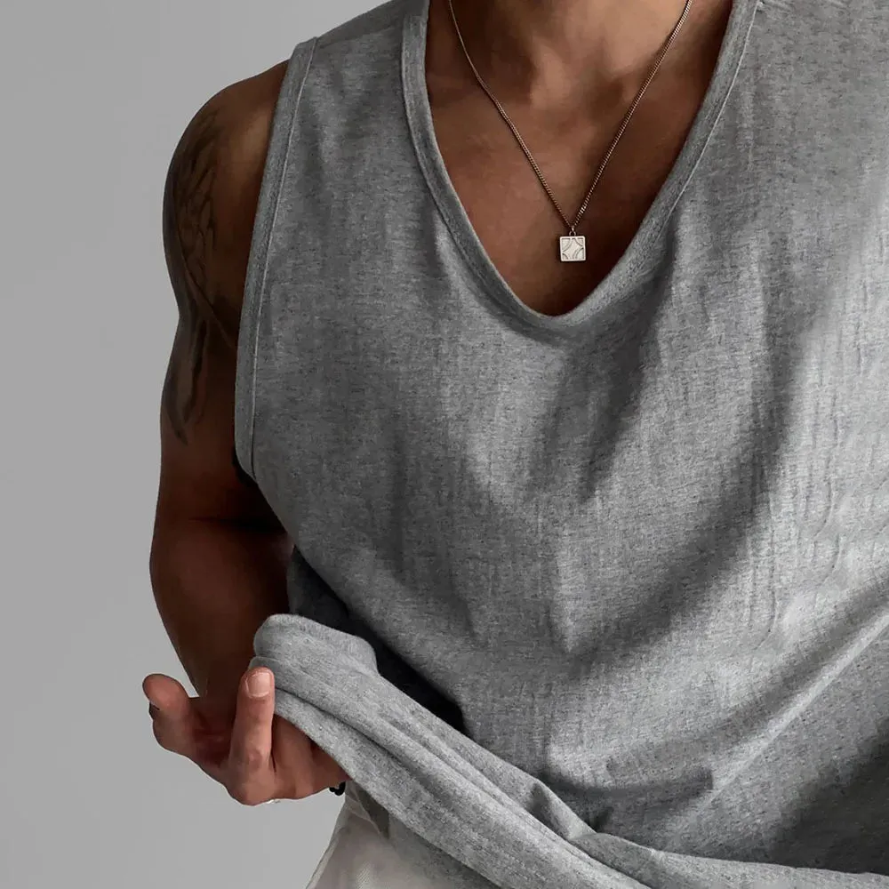 Wiaofellas  -  Mens Sports Fitness Casual Vests Genderless American Personality Versatile Streetwear Simple Solid Color Tank Tops Unisex