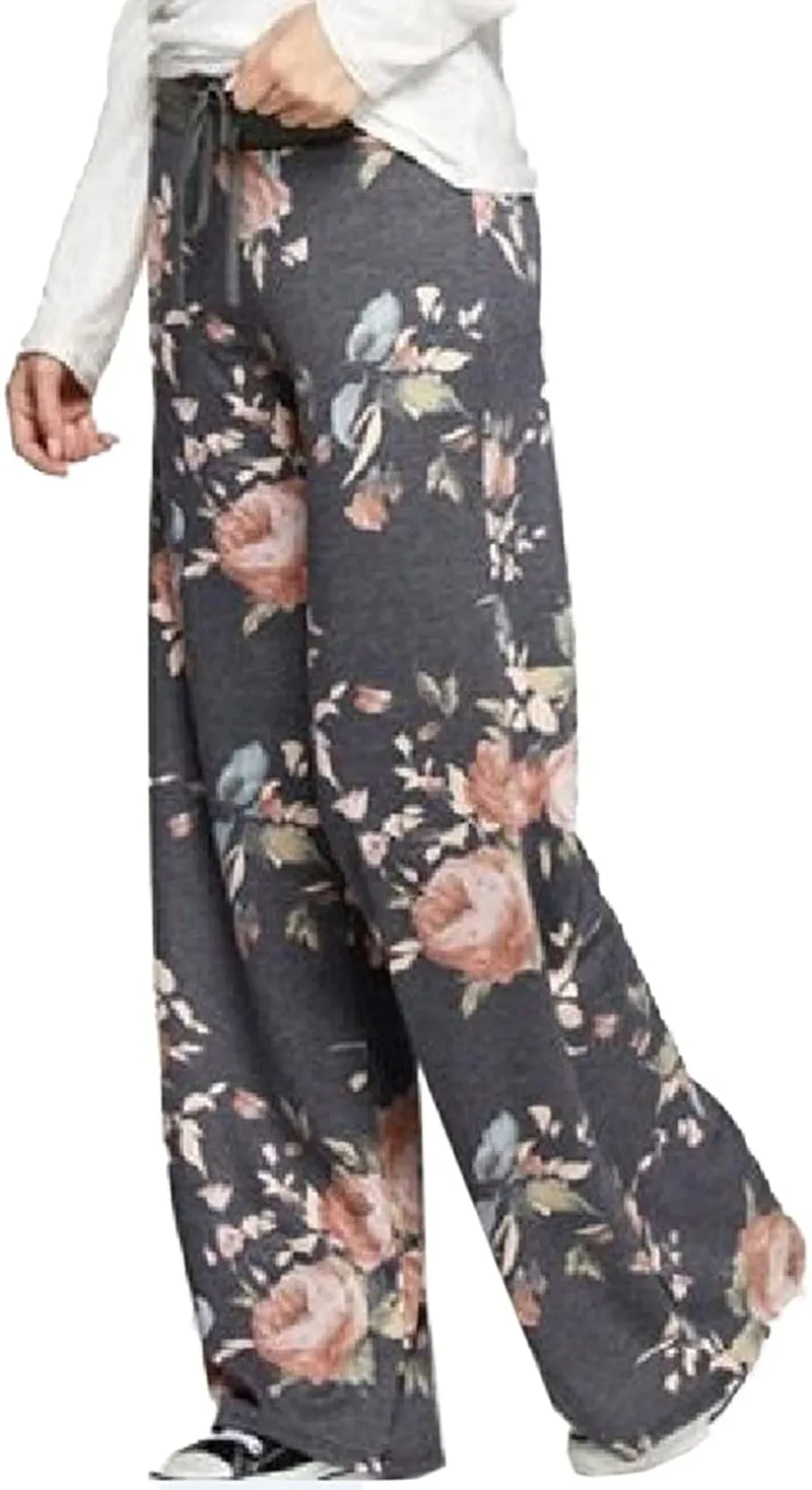 Women's Comfy Stretch Drawstring Palazzo Wide Leg Lounge Pant