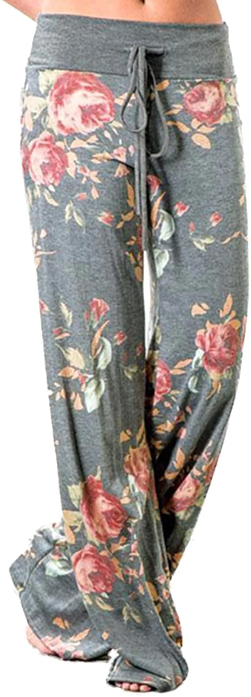 Women's Comfy Stretch Drawstring Palazzo Wide Leg Lounge Pant