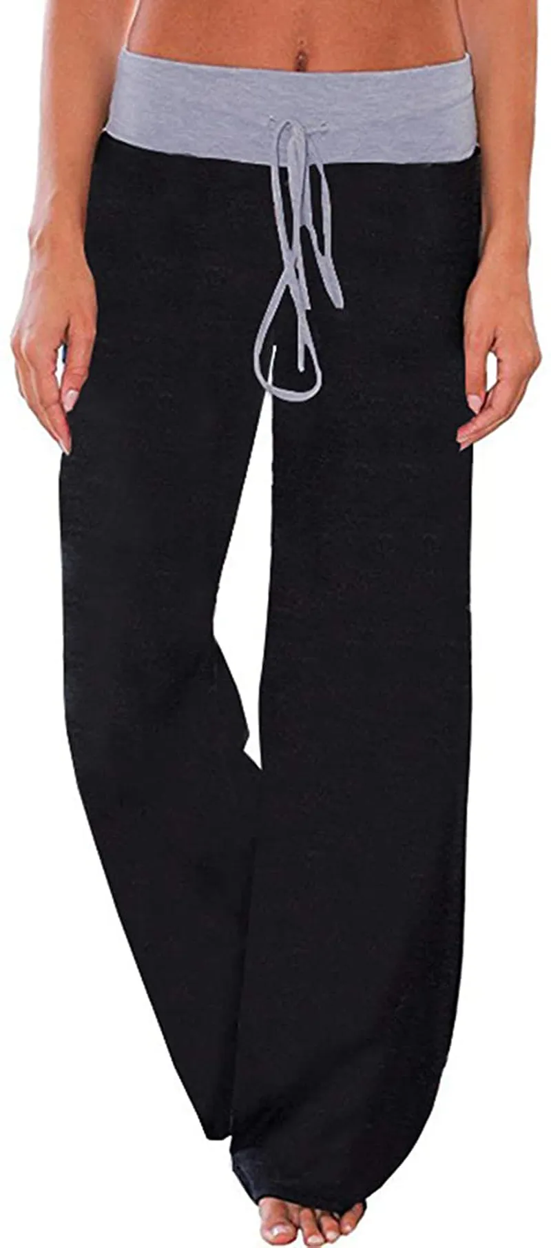 Women's Comfy Stretch Drawstring Palazzo Wide Leg Lounge Pant