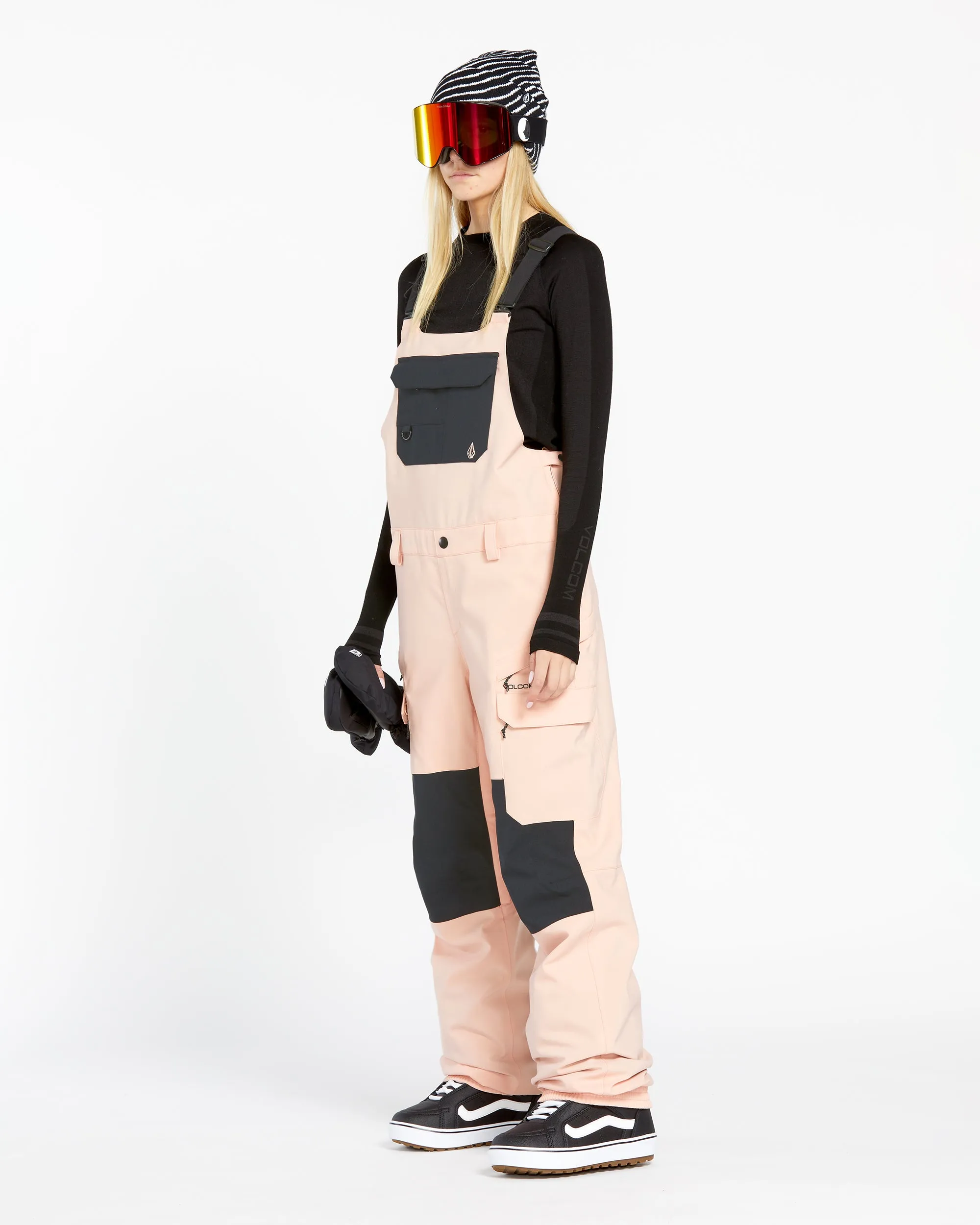 Womens Creston 3D Stretch Bib Overalls - Coral Haze